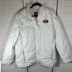 NFL San Francisco 49er’s Women's White Quilted Puffer Jacket. Size XXL